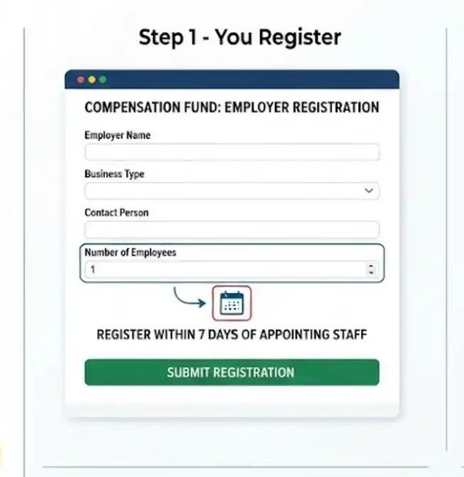 COIDA registration process for employers with employees in South Africa