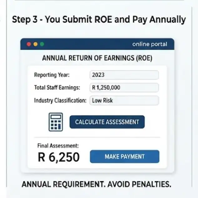 COIDA Return of Earnings submission and annual assessment payment process