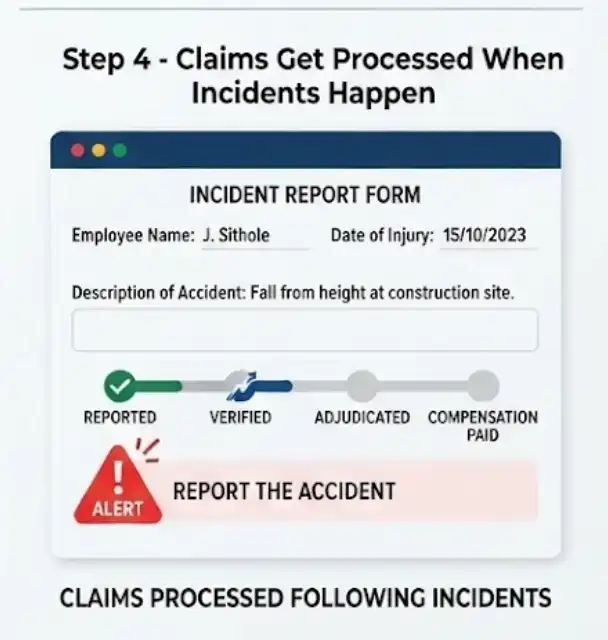 COIDA workplace injury claim process for employees in South Africa