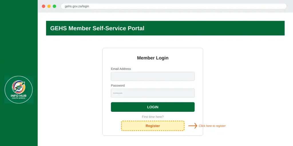 GEHS login register account creation form