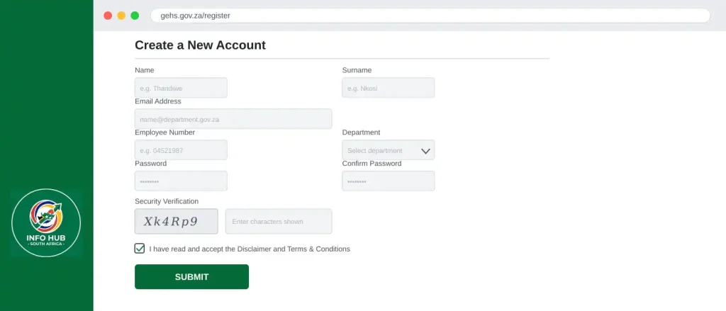 GEHS login register for new users showing GEHS account registration form