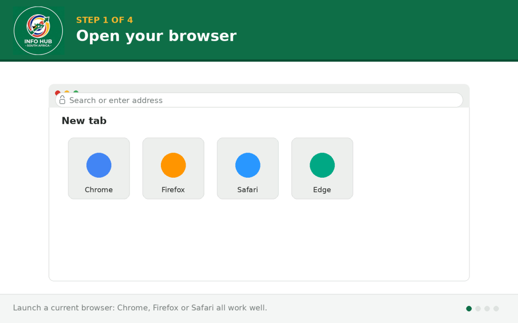 UFH Blackboard login guide showing a student opening a web browser to access the university learning platform