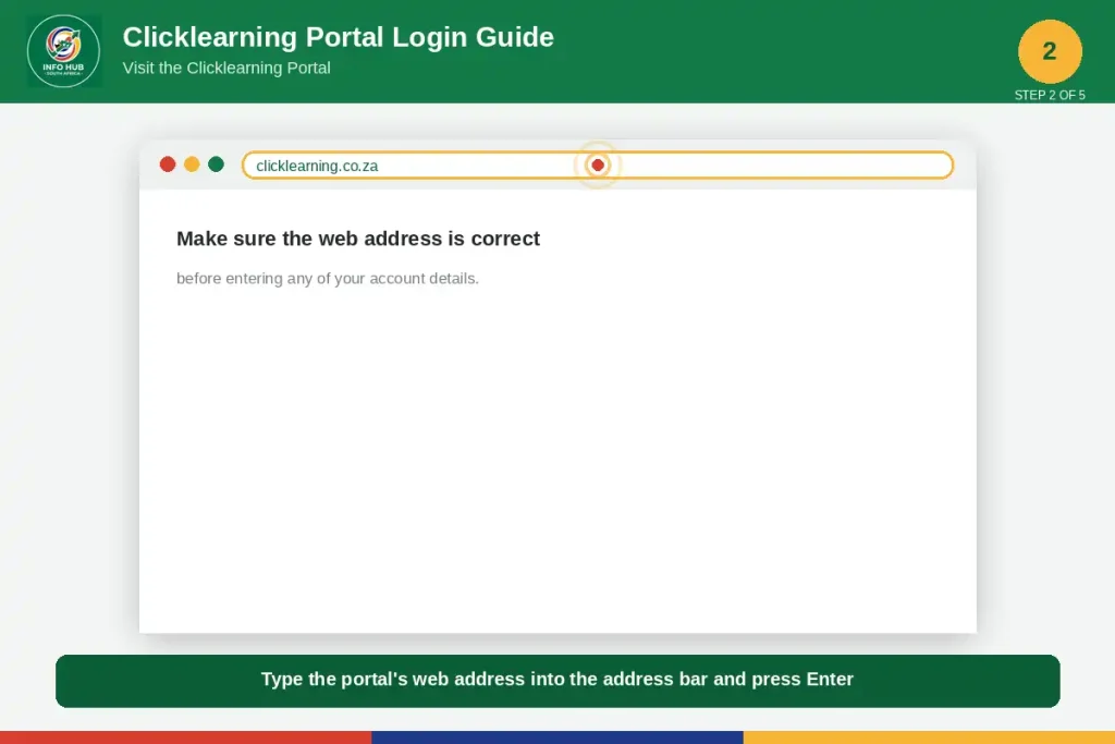 Enter the Clicklearning portal website address in the browser to reach the official login page.