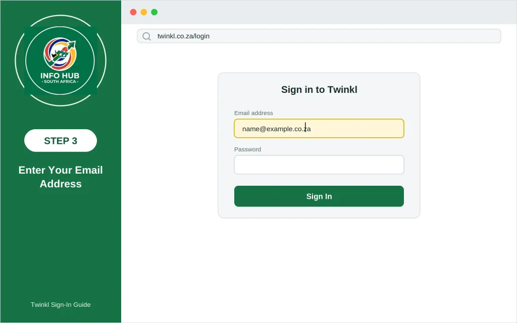 Twinkl login page showing where users can enter the email address linked to their Twinkl account.