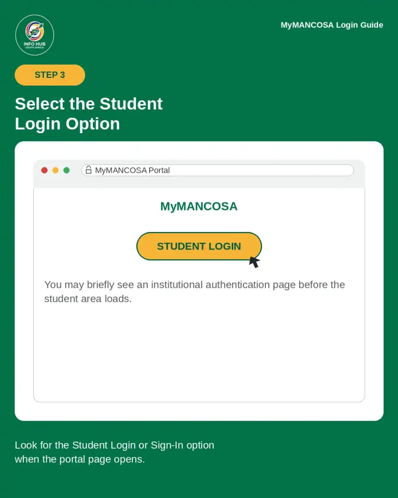MANCOSA student portal login option and sign-in page