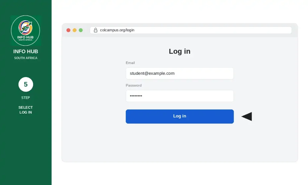 COLCampus login page with email or username field