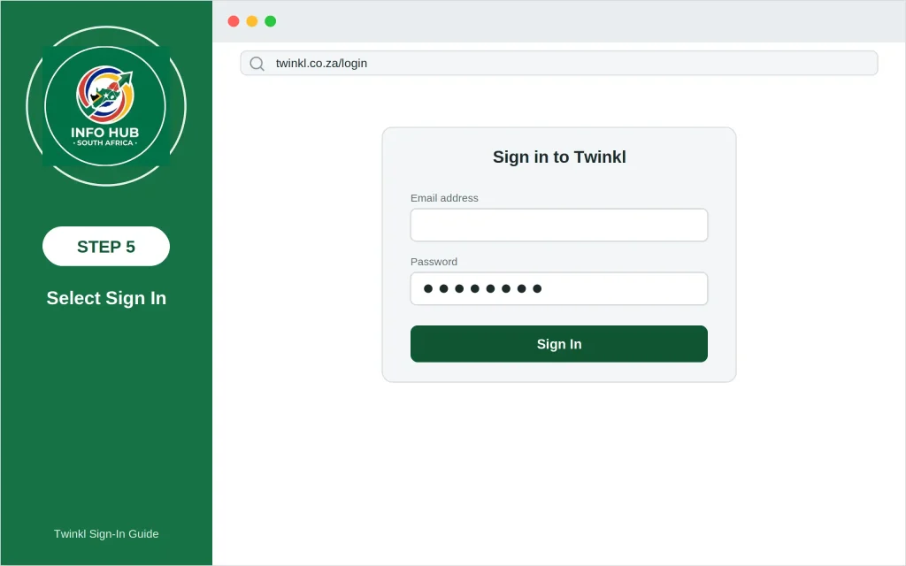 Twinkl login page showing the Sign In button used to access a registered Twinkl account.