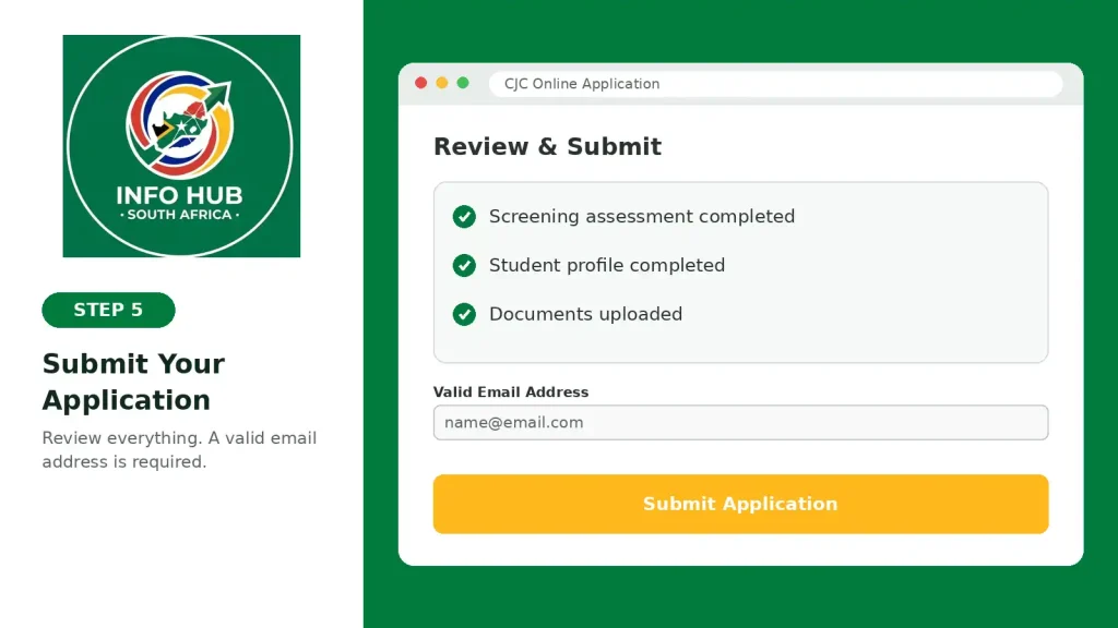 Submitting an online application to Central Johannesburg TVET College