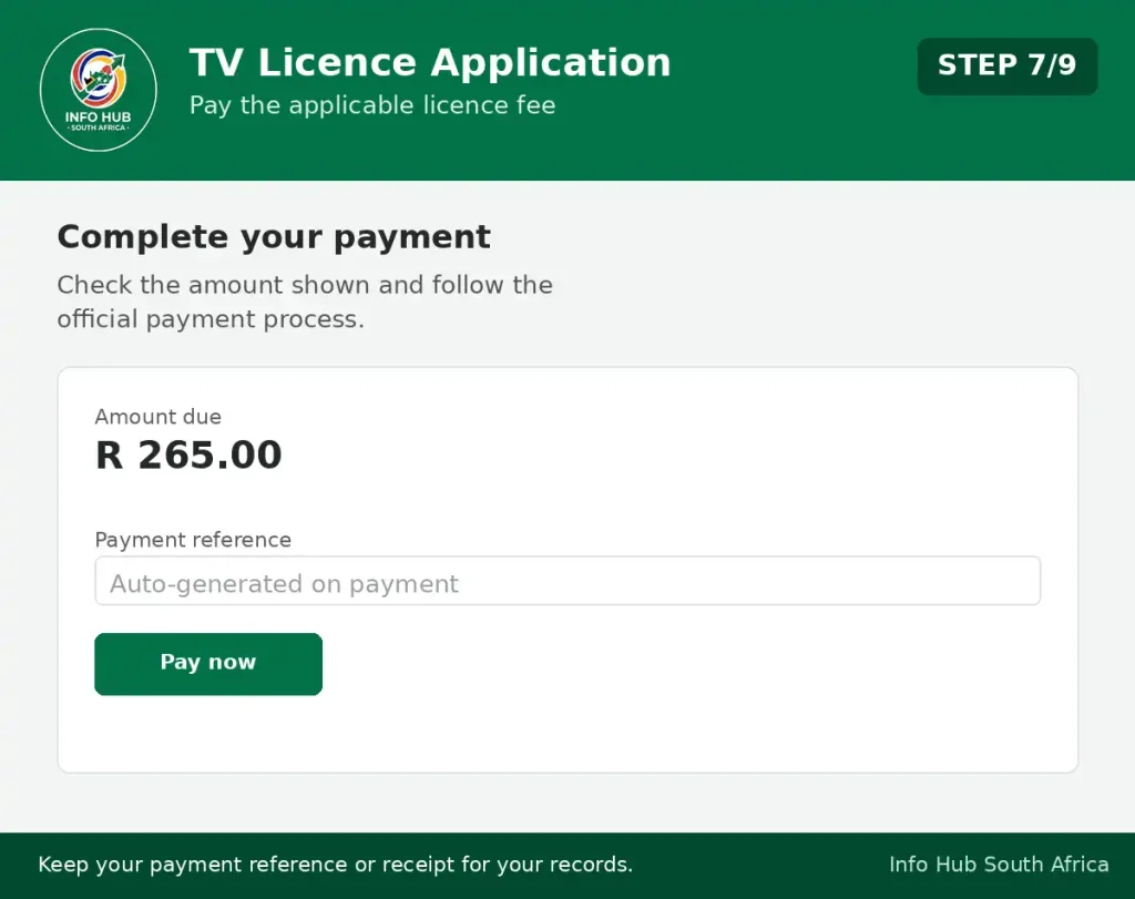Pay the applicable television licence fee through the official online payment service