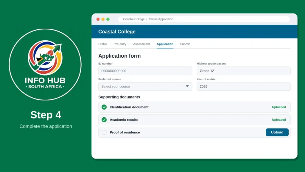 Coastal College Application – Enter Details and Upload Required Documents