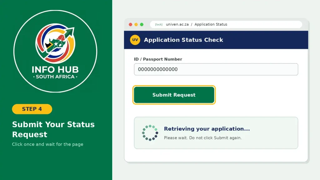 Submitting details to check the UNIVEN application status online